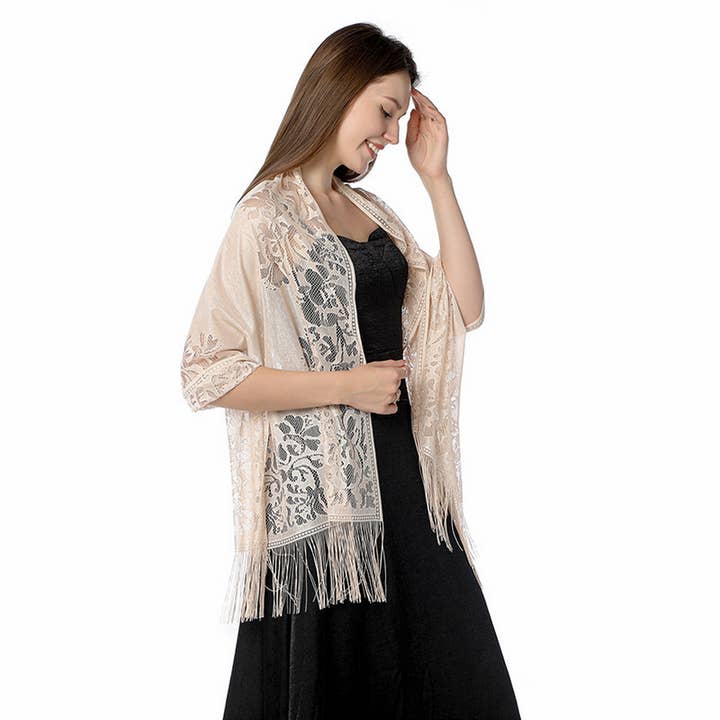 ACCITY - Wholesale Wrap - Women's - FASHIONABLE EVENING HOLLOW LACE SHAWL_CWASC107212