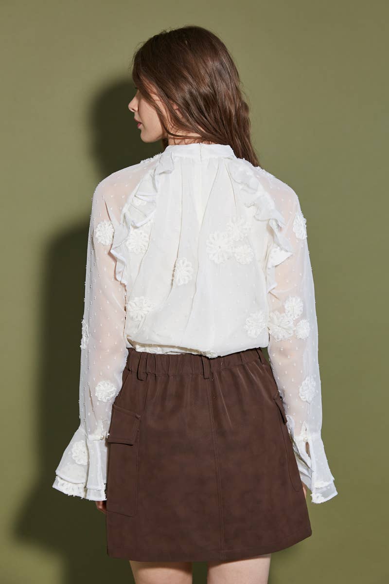 ELLI WHITE - Wholesale Skirt - Women's - Short skirt with flap pockets2