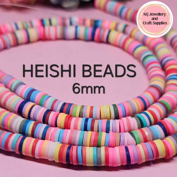 6mm HEISHI BEADS / POLYMER CLAY DISC BEAD / WAFER DISC for wholesale by NQ Jewellery & Craft Supplies