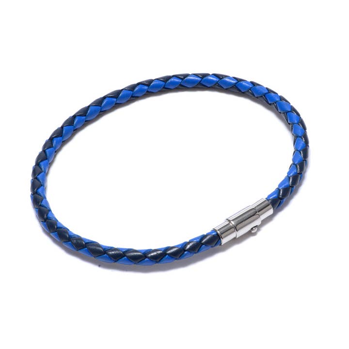 Stam 4 mm Läder Svart/Blå för wholesale av Midhaven Ltd - Tribal Steel