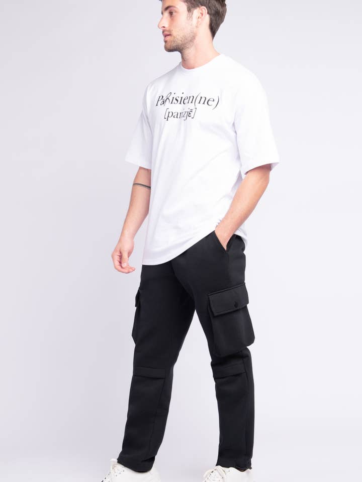 Plain Cargo Pocket Jogger Pants Black for wholesale by AARHON