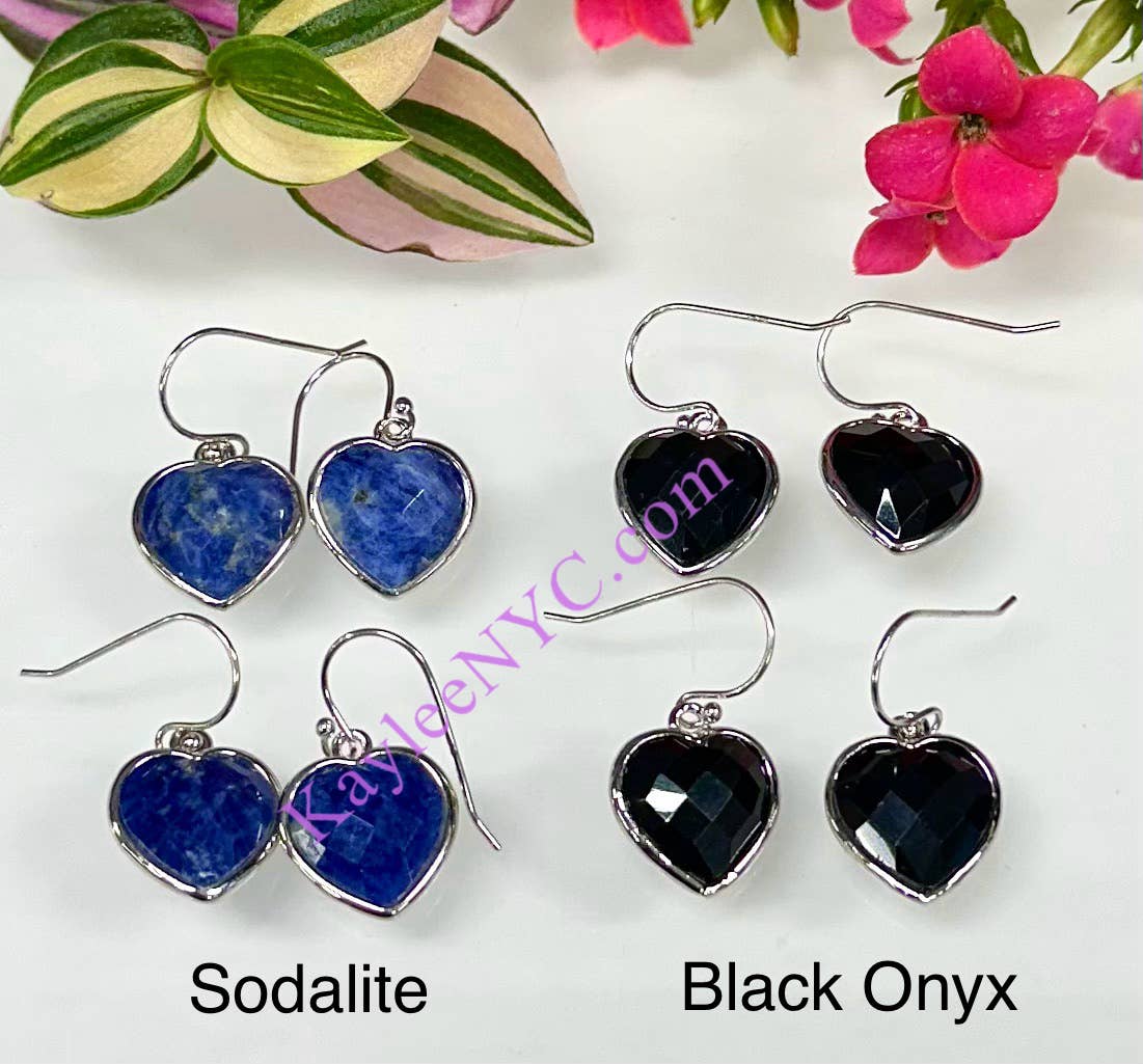 KayleeNYC - Wholesale Dangle Earrings - Natural Crystal Silver 925 Heart Earring Dangling2