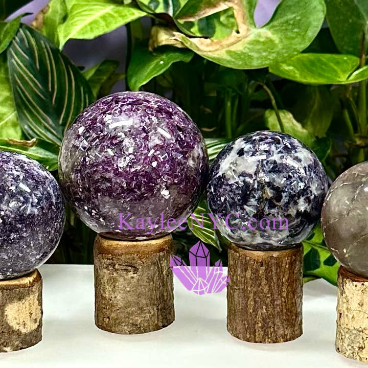 KayleeNYC - Wholesale Spiritual Stone/Crystal - 4 Pcs Natural Lepidolite Mica Sphere Crystal Ball3