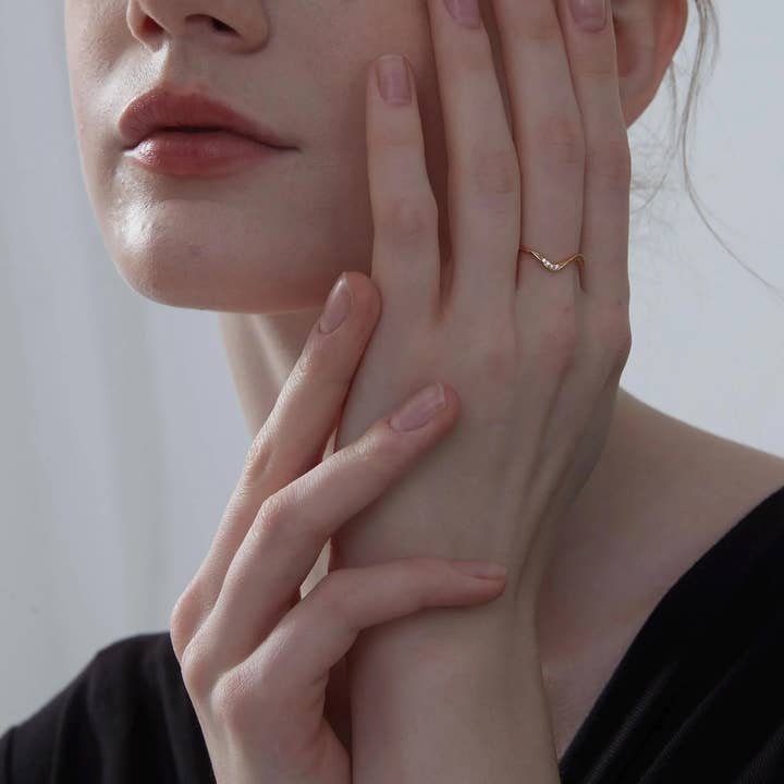 Perimade & Co. LLC - Wholesale Band/Stacked Ring - Dainty Ocean Wave Stacking Thin Ring in 925 Sterling Silver3