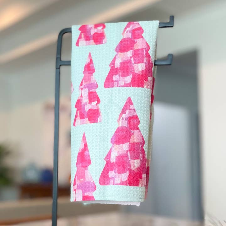 Pink Trees Tea Towel for wholesale by Jessica Reynolds Art