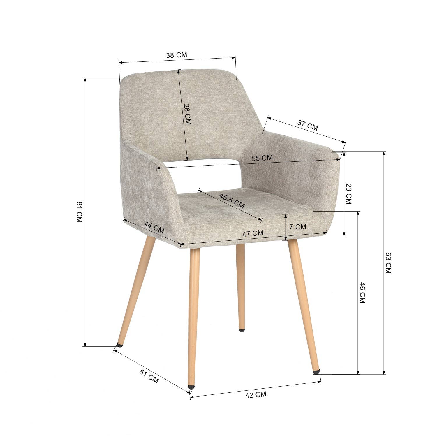 39F Inc. – Großhandel Stühle – CROMWELL Skandinavischer Stoff-Esszimmerstuhl-Beige/Blau4