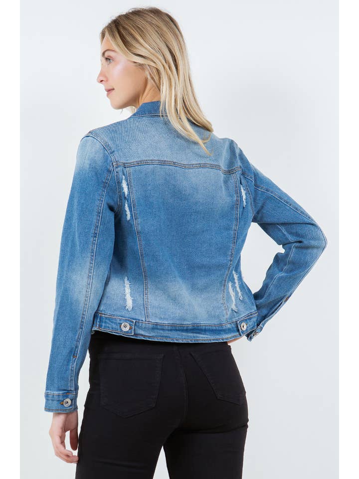 Veracci - Wholesale Denim Jacket - Women's - Stretch Classic Trucker Denim Jacket4