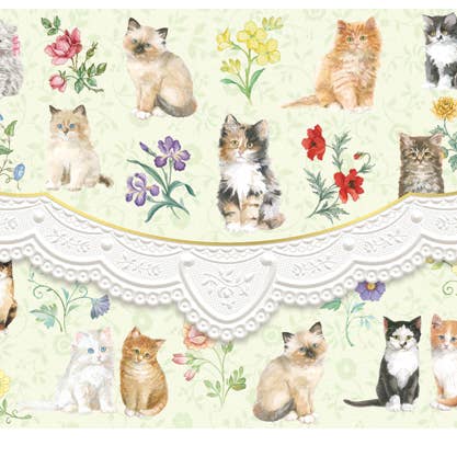 Carol Wilson Fine Arts Inc./For Arts Sake - Wholesale Stationery/Notecard Set - Kittens Embossed, Die-cut Boxed Note Cards NCP2371