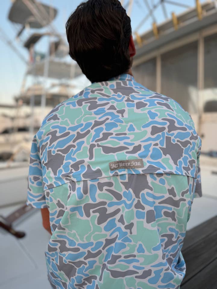 SALT WATER SOUL - Wholesale Overhemd met knopen - Heren - Texas Coastal Camo vissersshirt1
