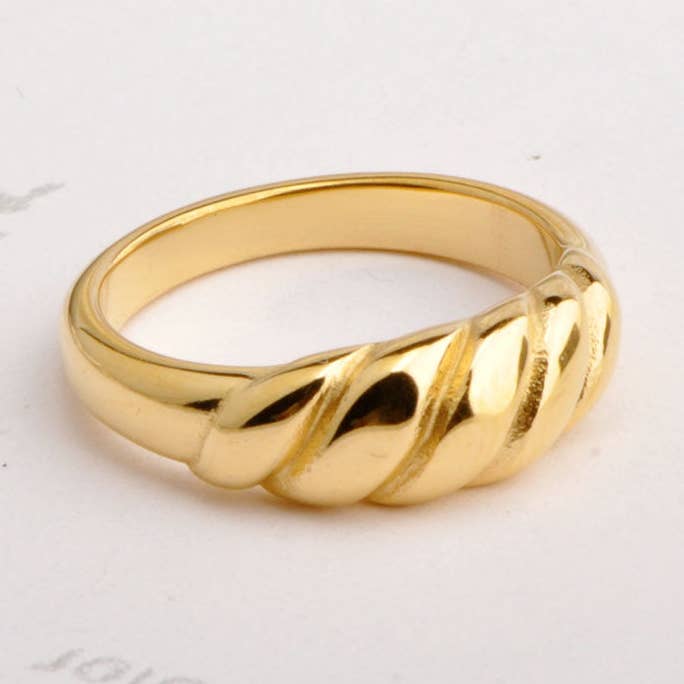 Anillos de acero y titanio con ondas de estilo simple for wholesale by Gooddiy