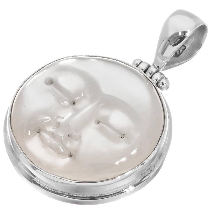 Colgante artesanal Bali diosa luna y sol en nácar y plata esterlina 925, 3,5 x 2,4 cm para venta al por mayor de FifiRose