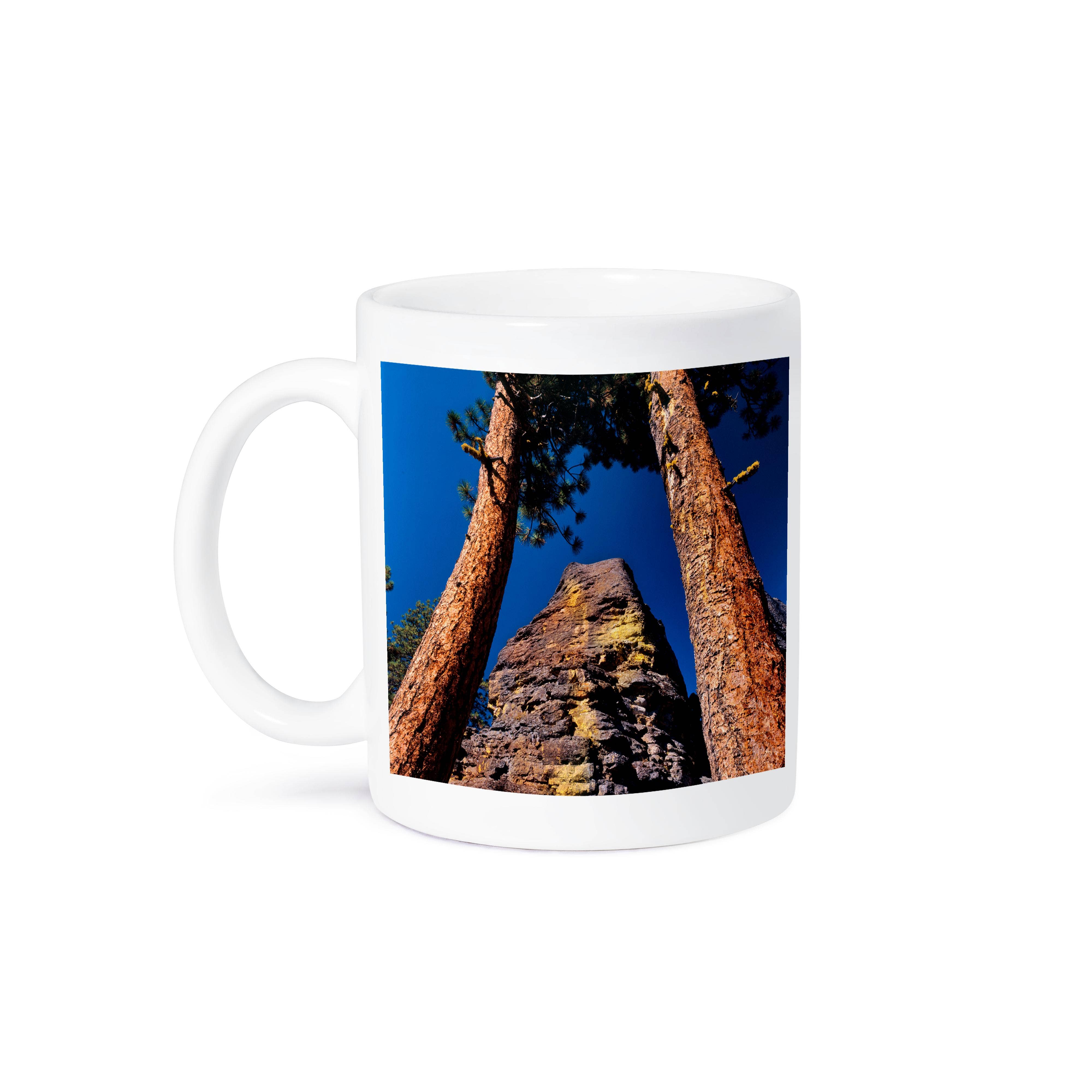 3dRose - Wholesale Coffee Mug - 3dRose, Oregon, Gearhart Mountain Wilderness. Trees frame rock formation. , Mug8