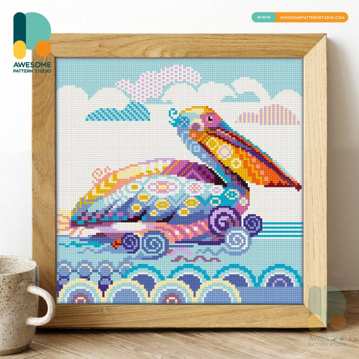 DS1123-120x120 Pelican, Diamond Painting Kit for wholesale by Awesome Pattern Studio