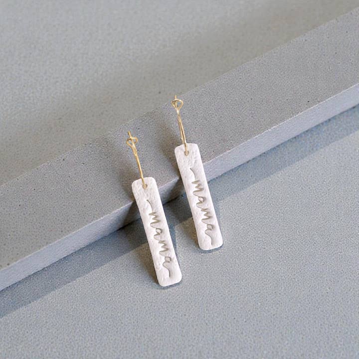 Mama | Hoops with Polymer Clay Charm for wholesale by Mood Swing Jewelry