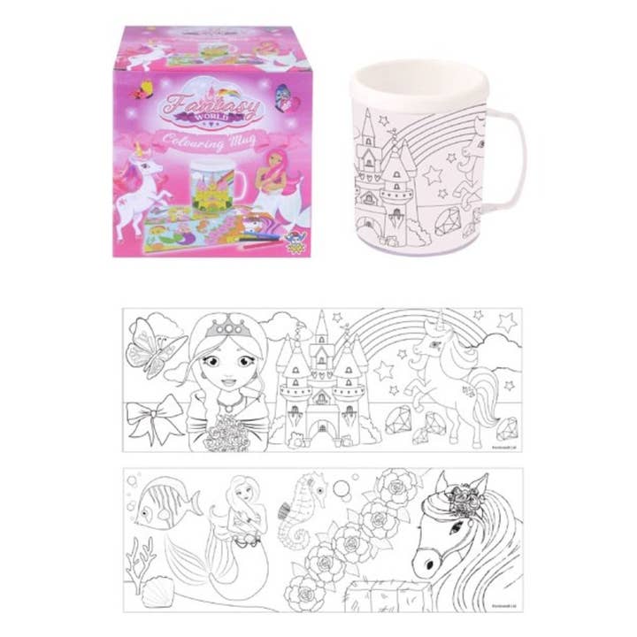 Fantasy World Colouring Mug with 2 Assorted Designs for wholesale by Kids Party Craft