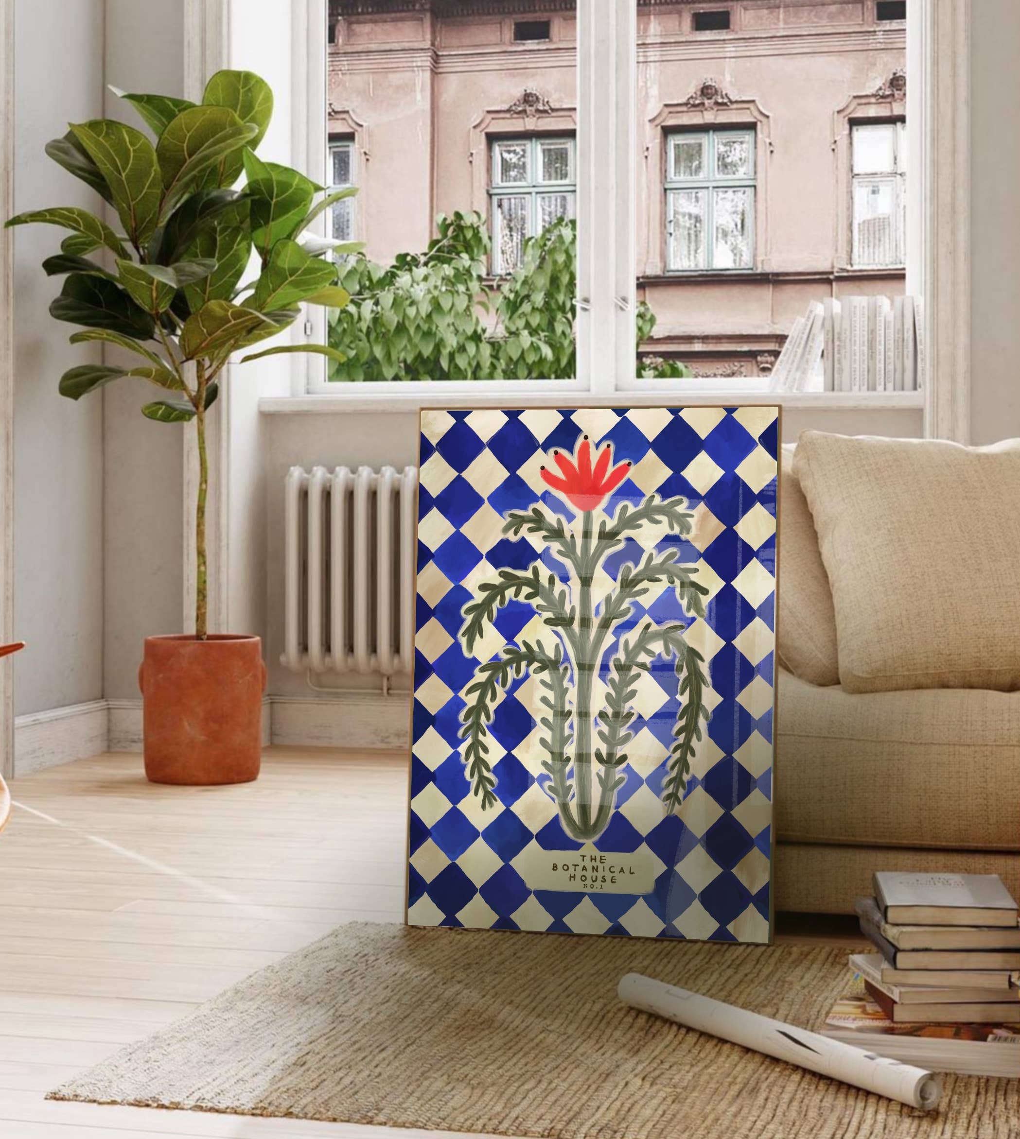 Kate Fox Design - Wholesale Kunstprint - Botanische huis kunstafdruk, neutrale print, handgetekend, eigenzinnig3