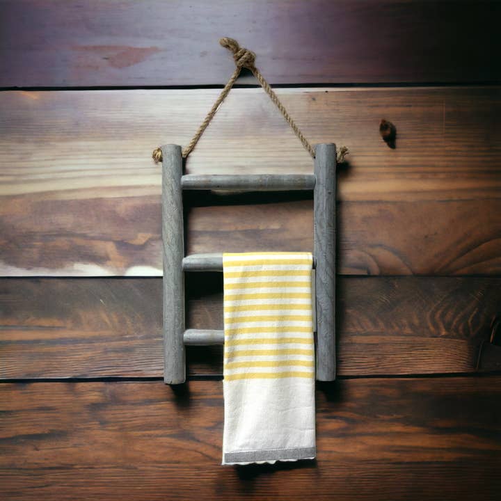 Wilco Home - Wholesale Tea Towel - Tea Towel 3-Rung Wall Ladder with Rope Hanger5