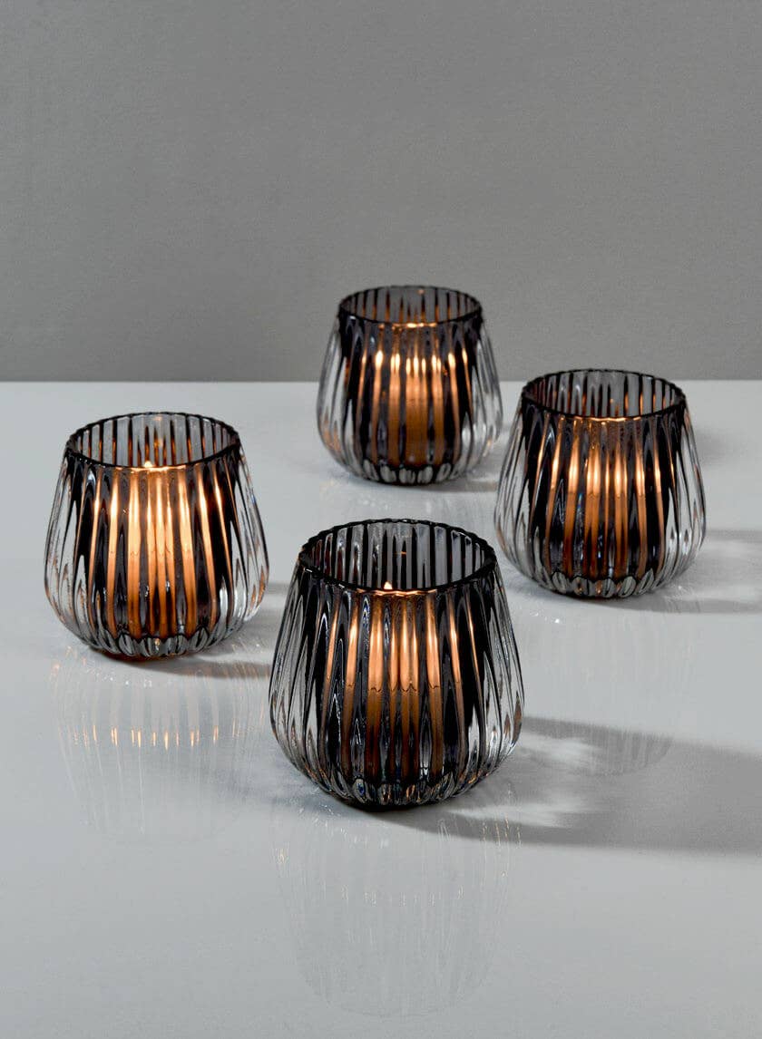 Jamali Garden - Wholesale Candle Holder - Smoke Onion Optic Glass Candleholder1