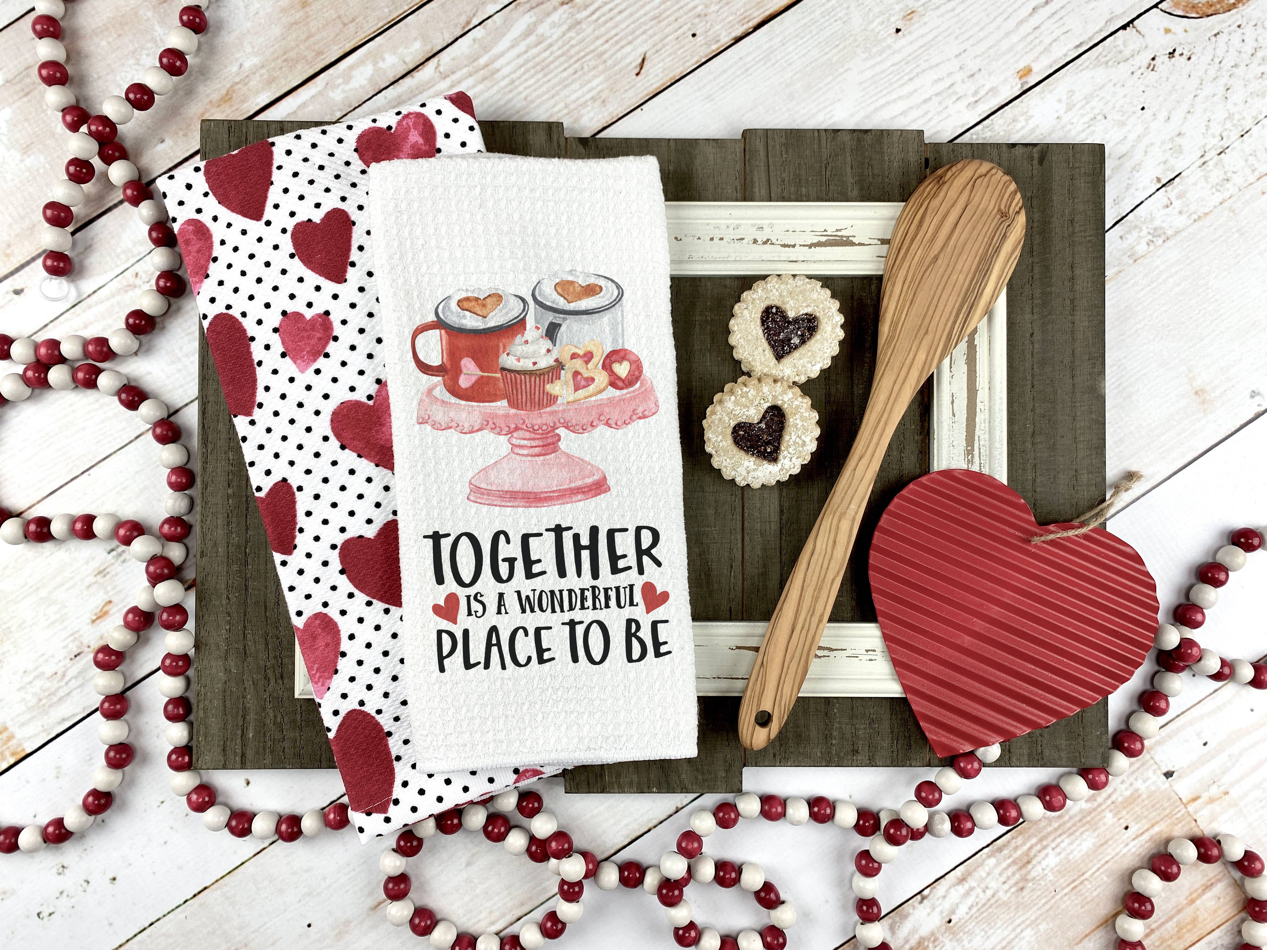 Canary Road - Wholesale Tea Towel - Valentine's Day Kitchen Towel, Heart Kitchen Decor1