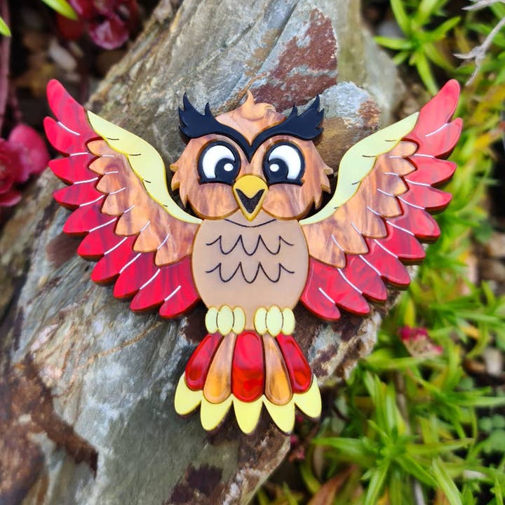 Ollie the Owl Brooch for wholesale by Stars & Red Roses
