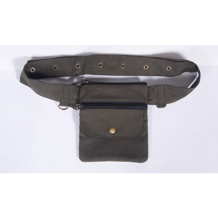 Cotton Belt Bag with Adjustable Snap Belt & Zipper Pockets for wholesale by Avatar Imports LLC