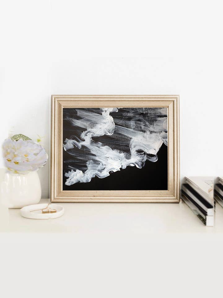 Ocean Wave Art - Noir et blanc - Impression giclée 8x10 pour la vente par Lisa Penz Art