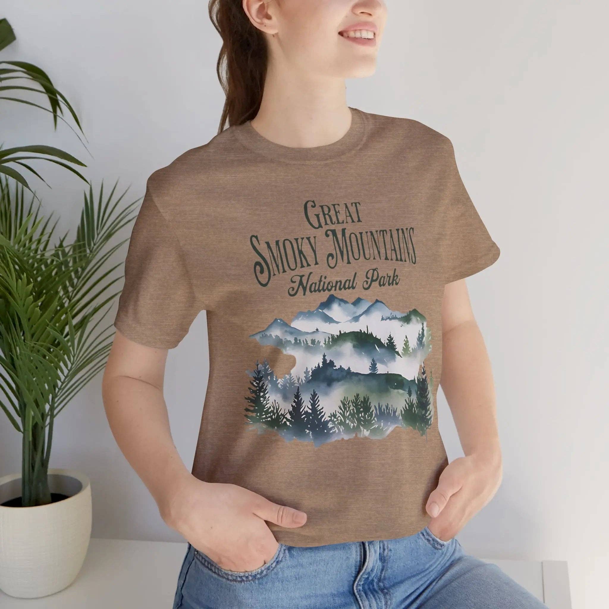 Park Service Apparel – Großhandel T-Shirt mit Siebdruck – Unisex – Unisex T-Shirt im Aquarellstil mit Motiv des Great Smoky Mountains Nationalparks4