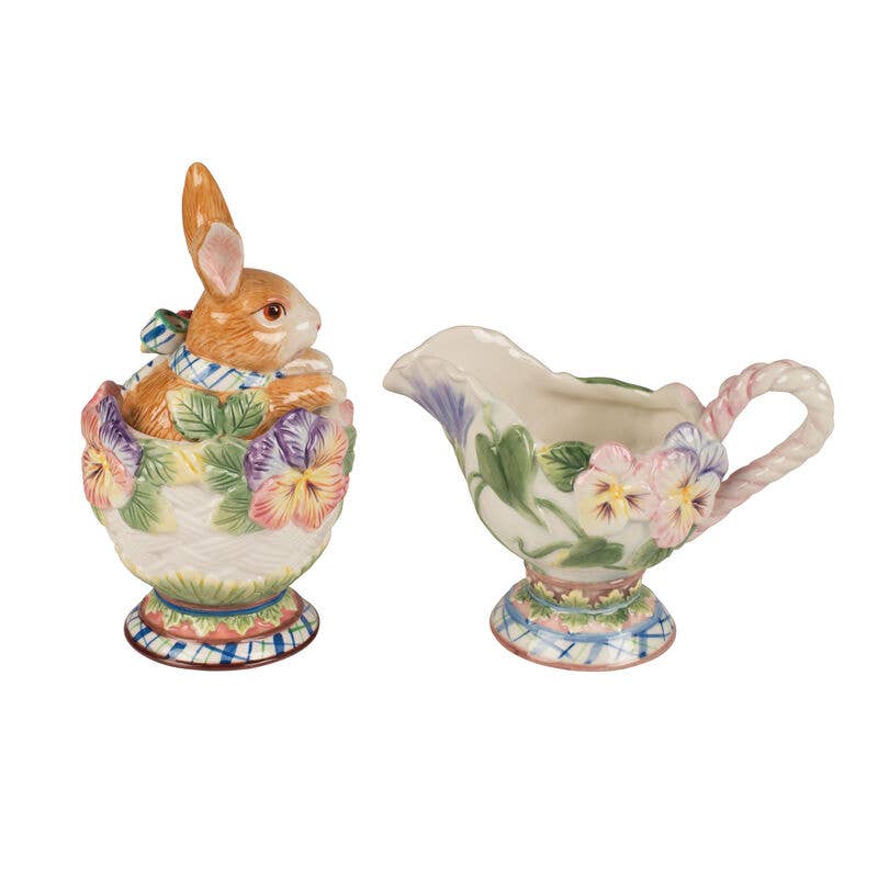 Fitz and Floyd® Mikasa® Pfaltzgraff® - Wholesale Tea Set - Fitz & Floyd Halcyon Rabbit Sugar/Creamer Set Brown Bx Pkg1