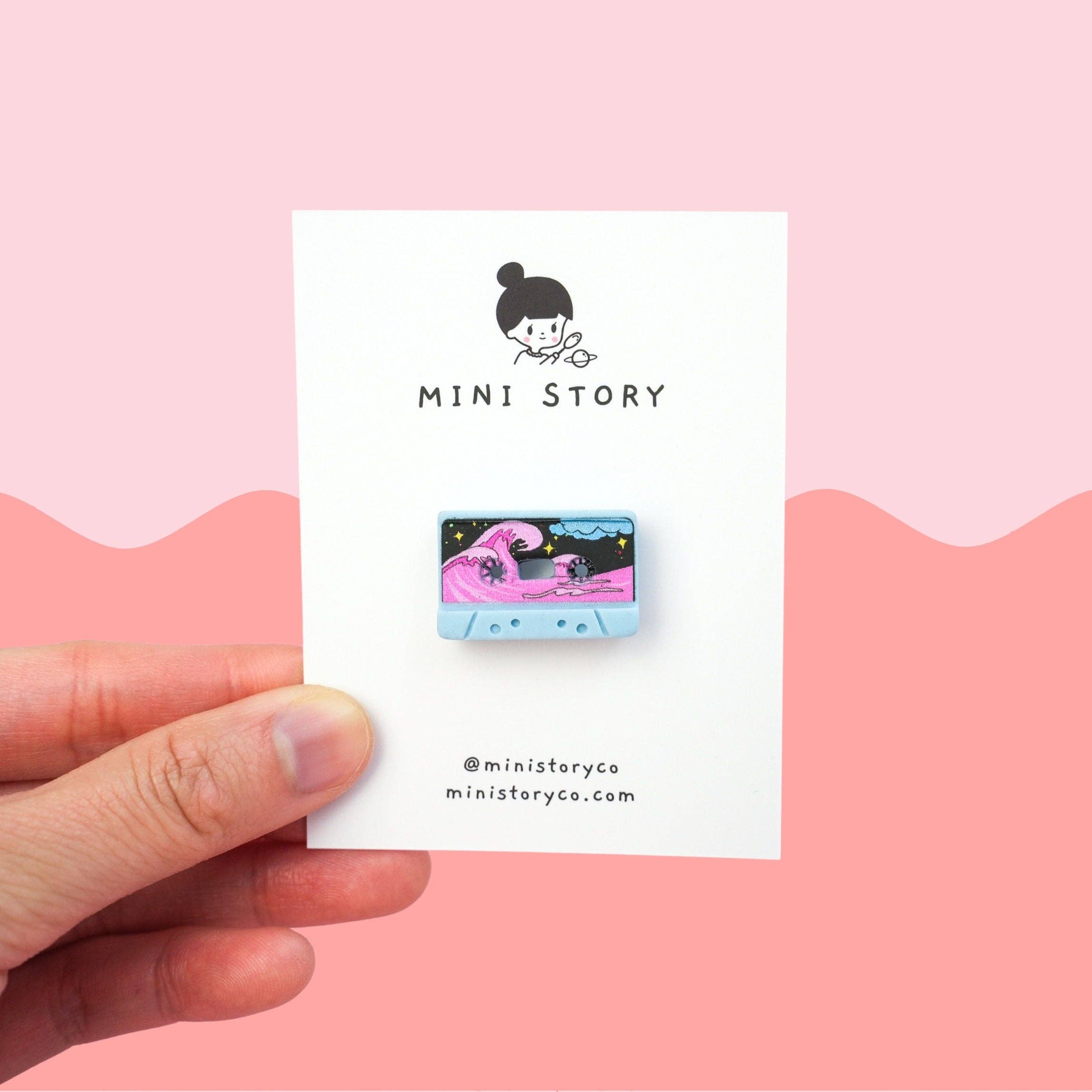 Mini Story Co - Wholesale Lapel Pin/Button - Cassette Tape Pin | Retro Cassette Brooch | Nostalgic Lapels | 70's 80's 90's Old School Pin | Vintage Mix Tape Pin | 90s Kid Pin | Cute Pin0