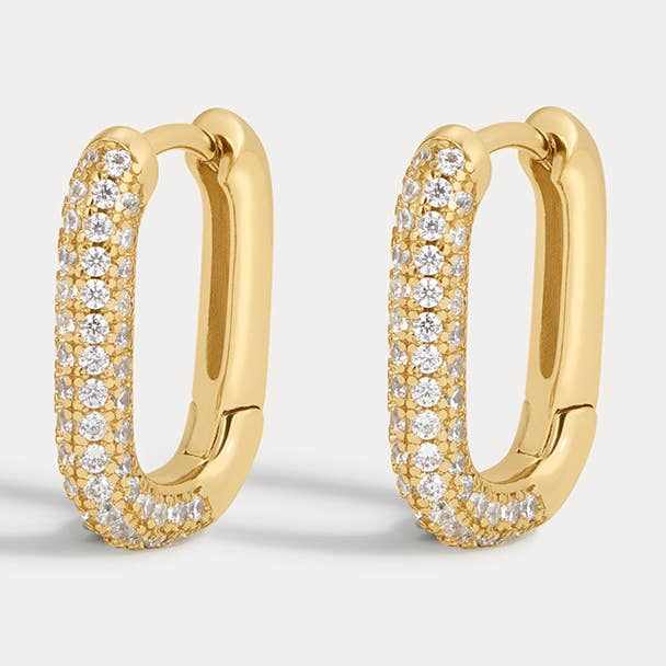 Luv AJ - Wholesale Huggie Earrings - Pave Chain Link Huggies- Gold (Ships Mid January)0