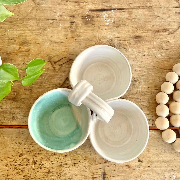 Coastal Clay Co. - Wholesale Platter - Triple Dip Platter Summer Party Platter Ceramic Dip Tray6