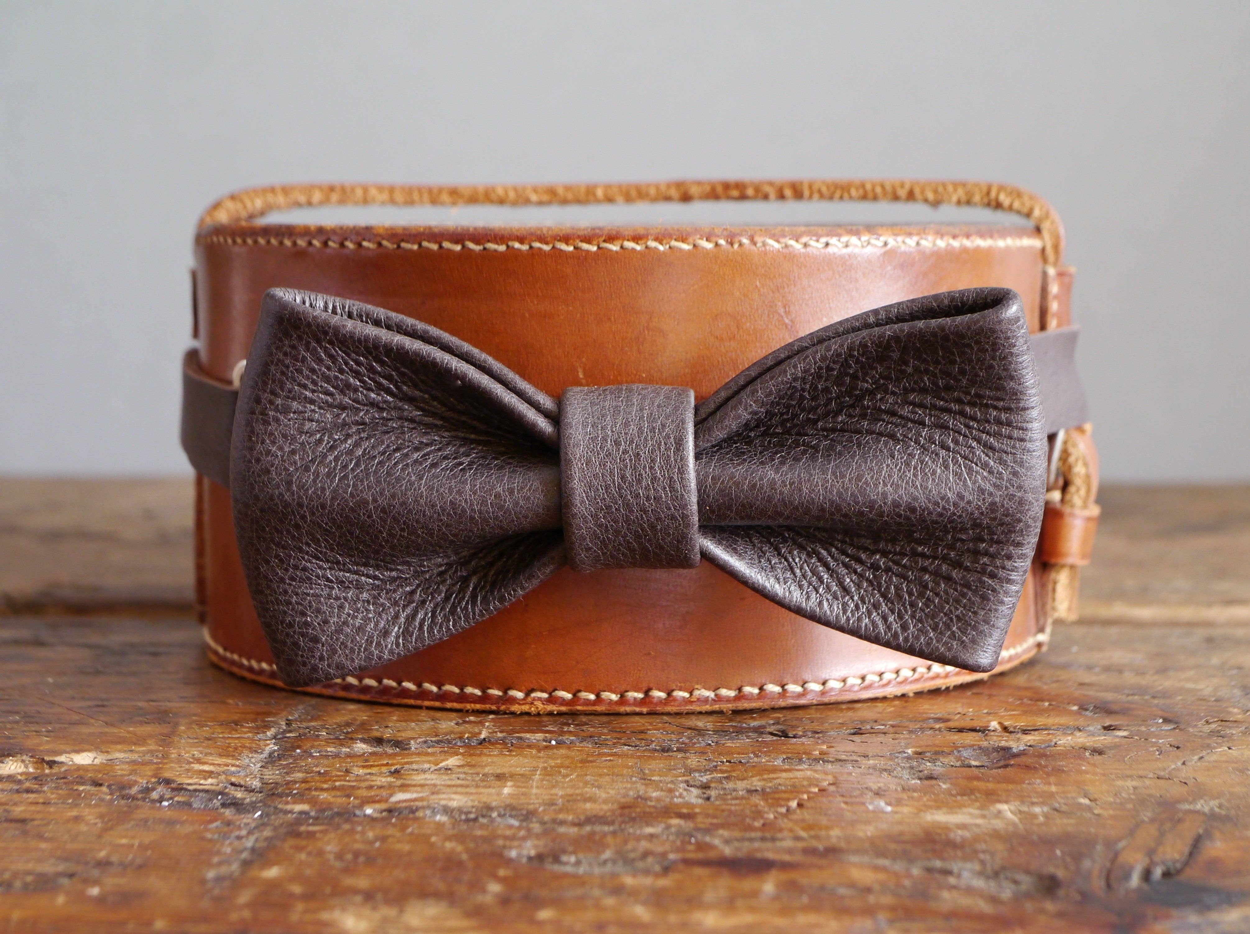 Kingsley Leather - Wholesale Bow Tie - Men's - Leather Bow Tie - Espresso Brown3