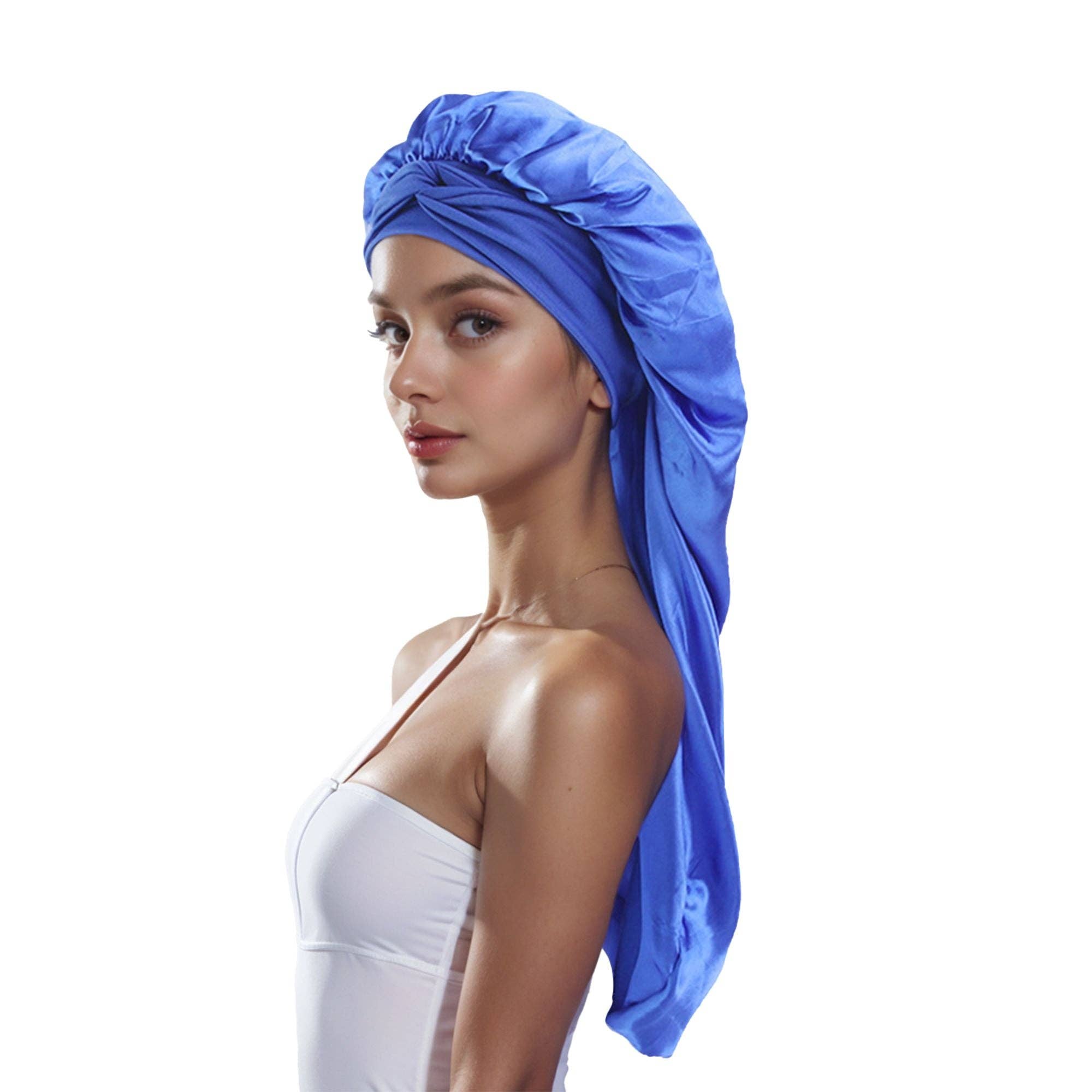 AK Brand - Wholesale Sleep Cap / Bonnet - Women's - Satin Long Bonnet Sleep Cap with Stretch Turban Band29