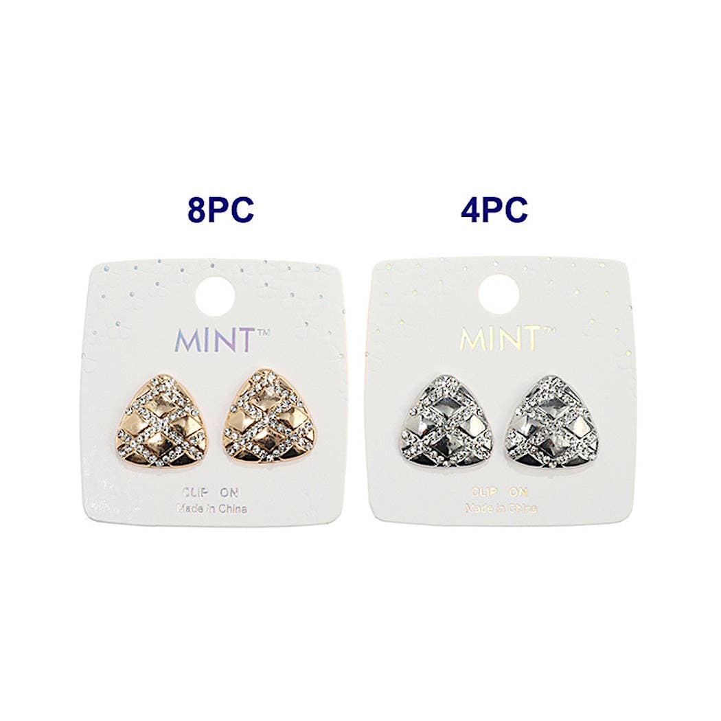 Atlas Fashion - Wholesale Clip-on oorbellen - Clip-on driehoekige oorbel met ingelegde strass-steentjes1