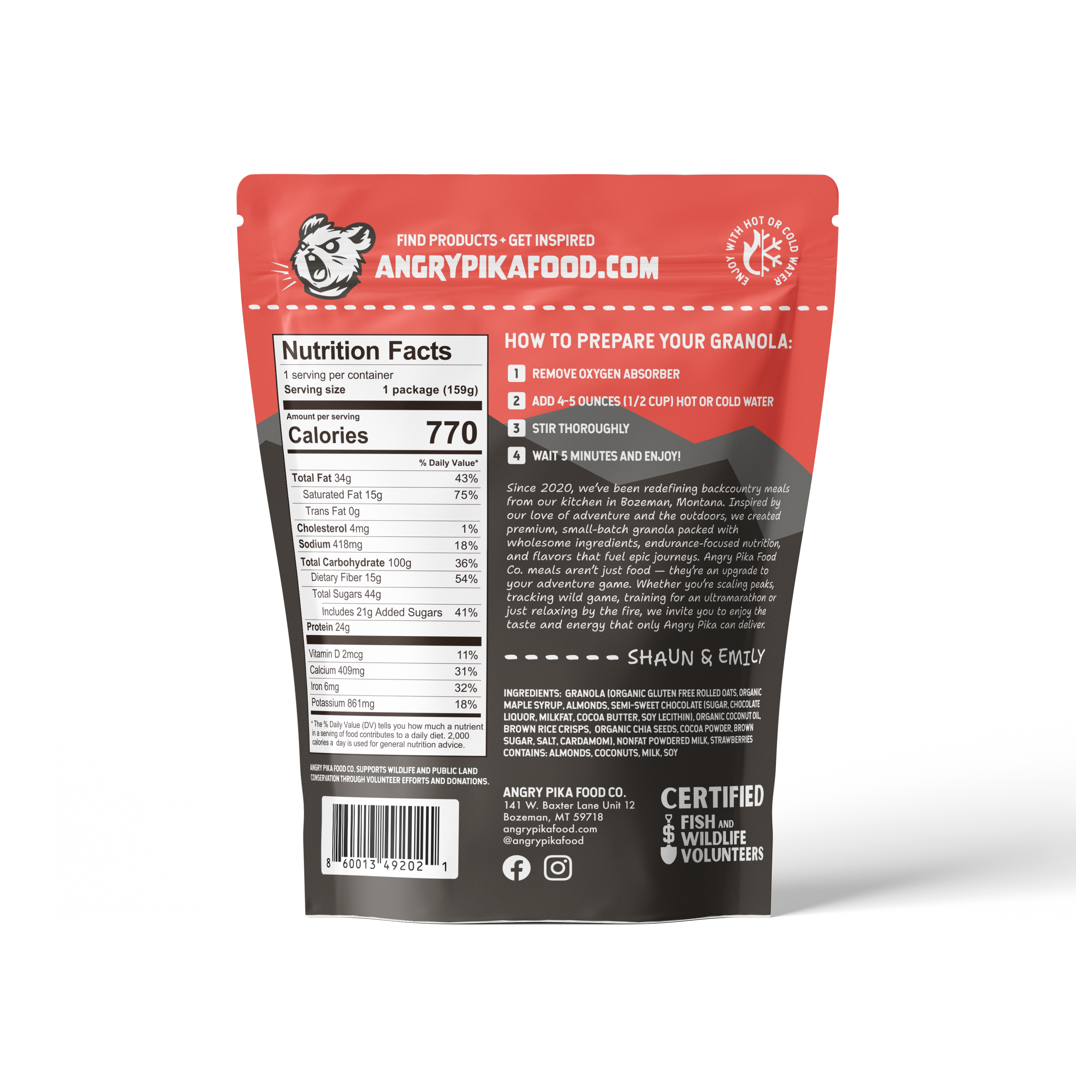 Angry Pika Food Co. - Vente Granolas - Granola au chocolat et à la fraise2