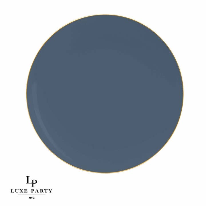 Luxe Party - Wholesale Disposable Plate - Round Slate • Gold Plastic Plates | 10 Pack3