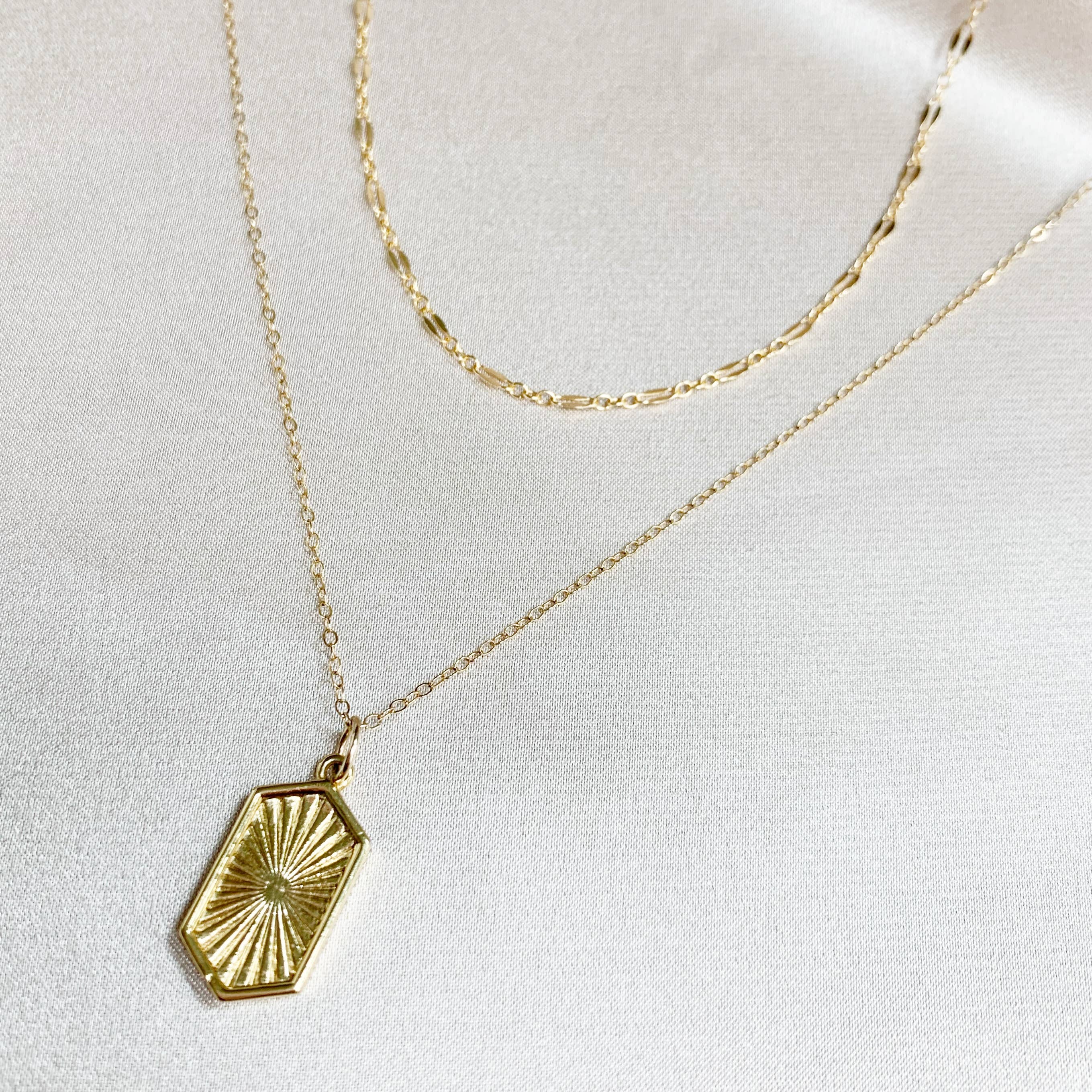 True by Kristy Jewelry - Wholesale Link & Chain Necklace - Kamryn Dapped Sequin Layering Chain Necklace Gold Filled6