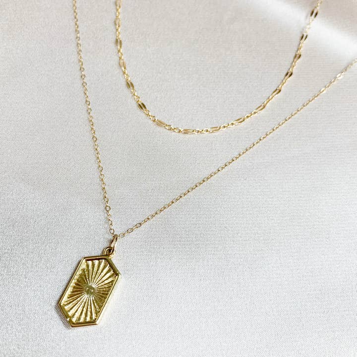 True by Kristy Jewelry - Wholesale Link & Chain Necklace - Kamryn Dapped Sequin Layering Chain Necklace Gold Filled6