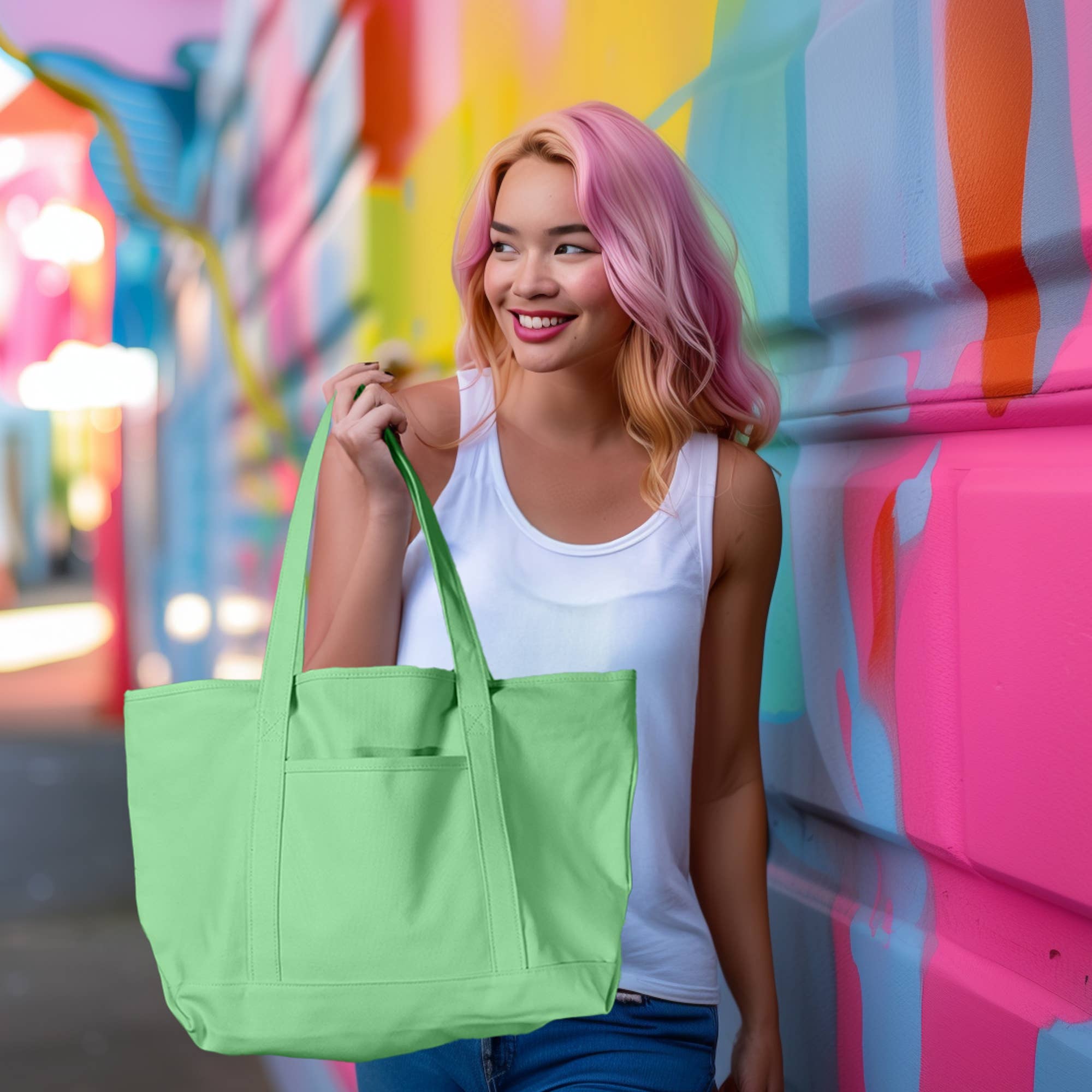 Dalix – Großhandel Tragetasche – Damen – Dalix 23" Deluxe 24 oz. Baumwoll-Canvas-Tragetasche mit Reißverschluss48