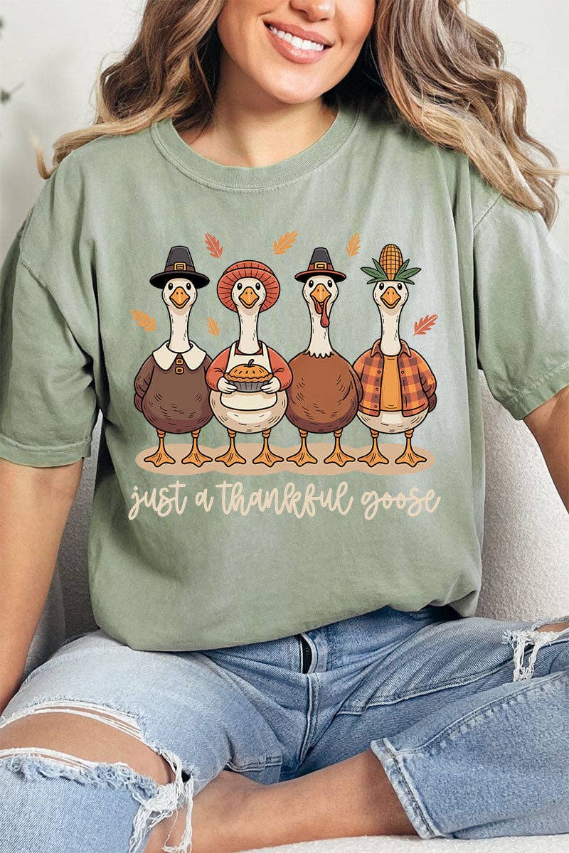 Wholesale Accessory Market - Wholesale Screen Printed T-Shirt - Women's - Just A Thankful Goose Comfort Colors Adult Ring-Spun Cotton Tee0