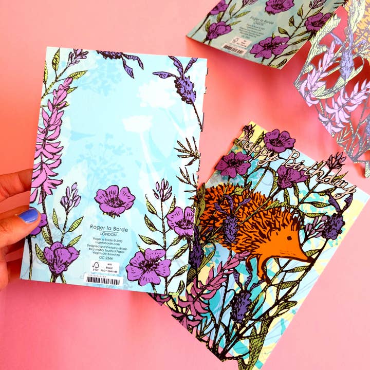 Roger La Borde - Wholesale Birthday Card - Hedgehog Lasercut card single - GC 2344