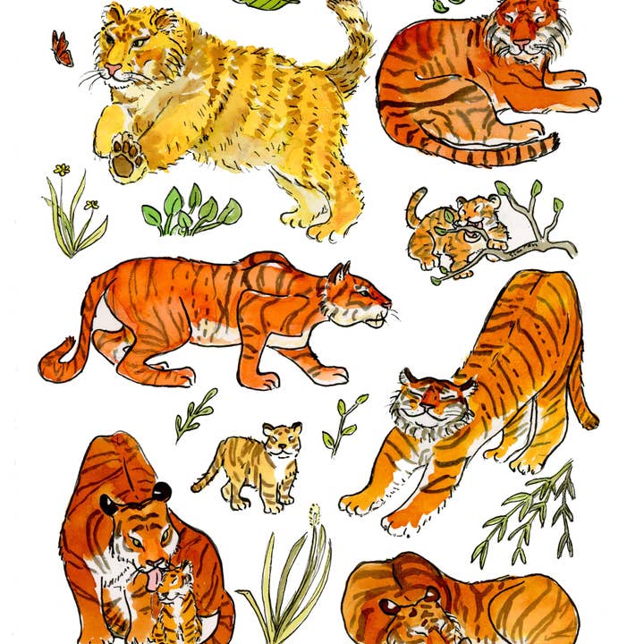 SquidCat, Ink - Wholesale Art Print - Year of the Tiger Art Print2