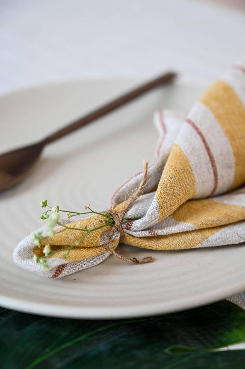 Live Linen - Vente Serviettes de table en tissu - Serviette en lin Segue – Rayures teintes en fil fait main2