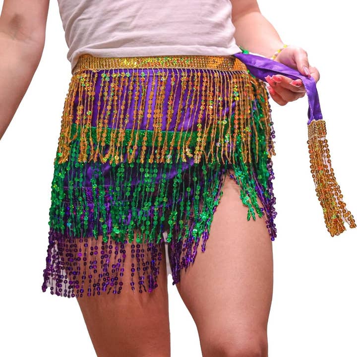 The Mardi Gras Krewe - Wholesale Skirt - Women's - Mardi Gras Outfit for Women Sequin Skirt, Purple Green & Gold Sequin Skirt