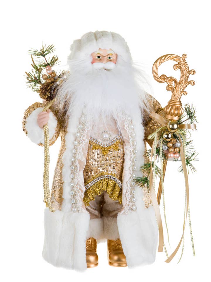 NEW-Gold/Beige Santa Figurine Holding Scepter for wholesale by Starlight Collection
