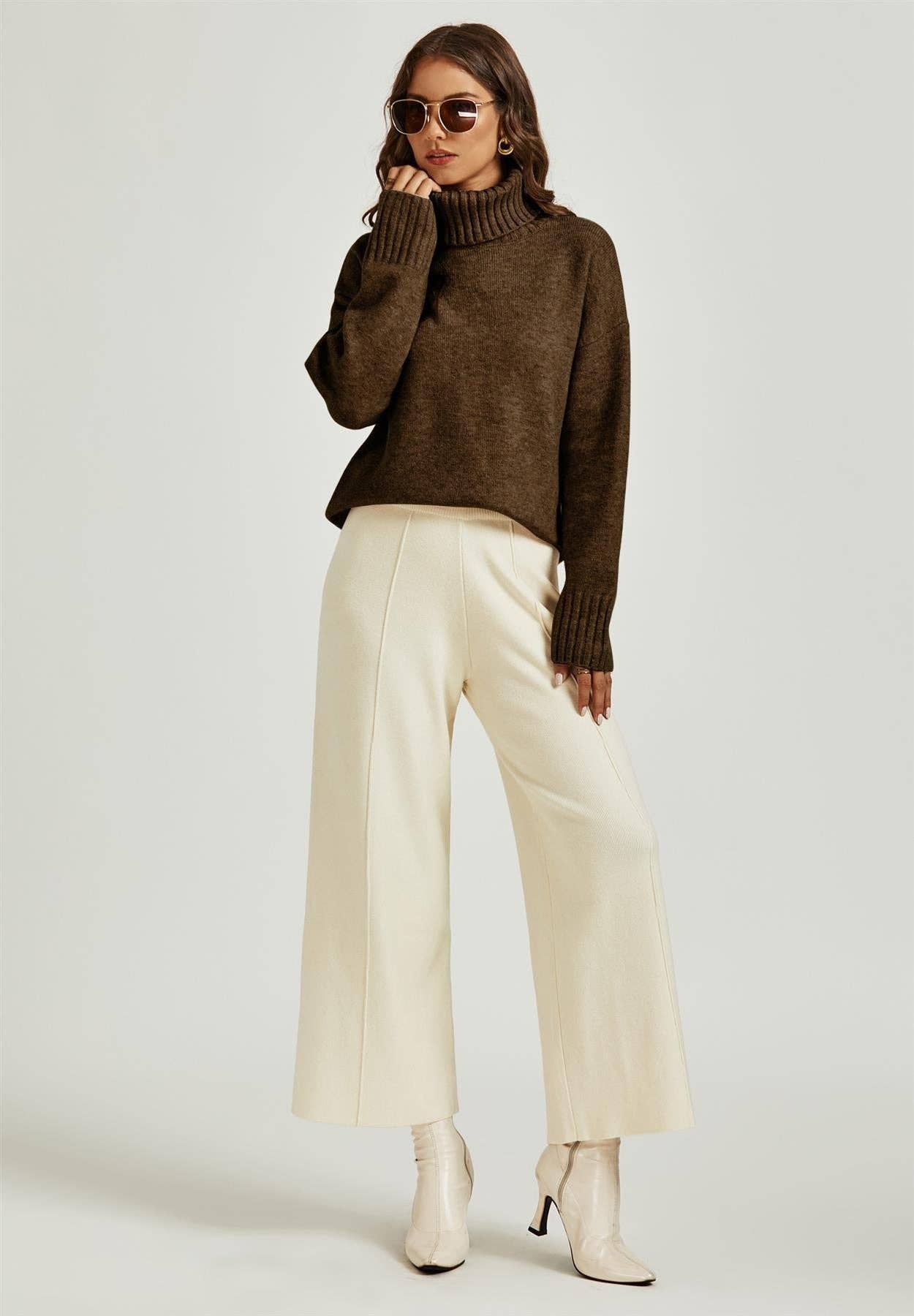 Jumper Top With High Neck In Brown for wholesale on Faire3