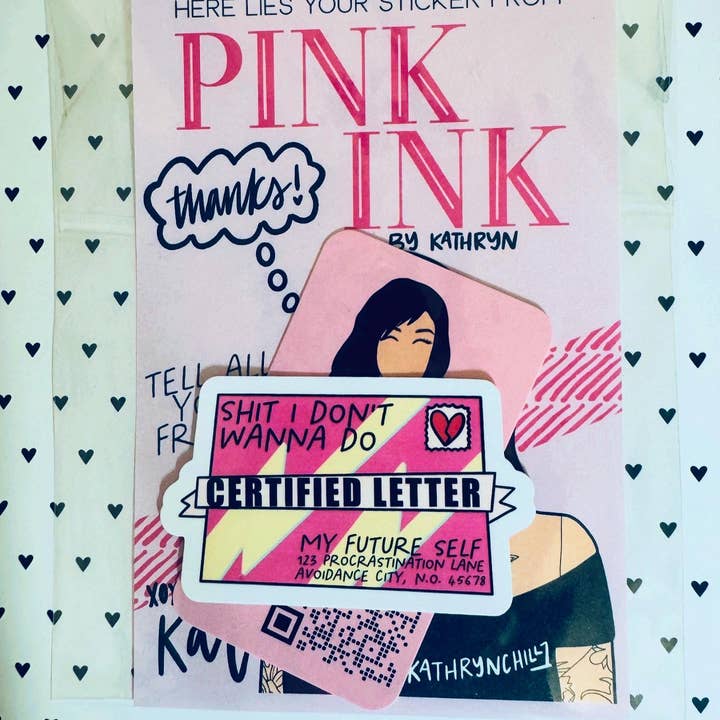 Kathryn Chill Collective - Wholesale Sticker - Procrastination Letter Sticker1