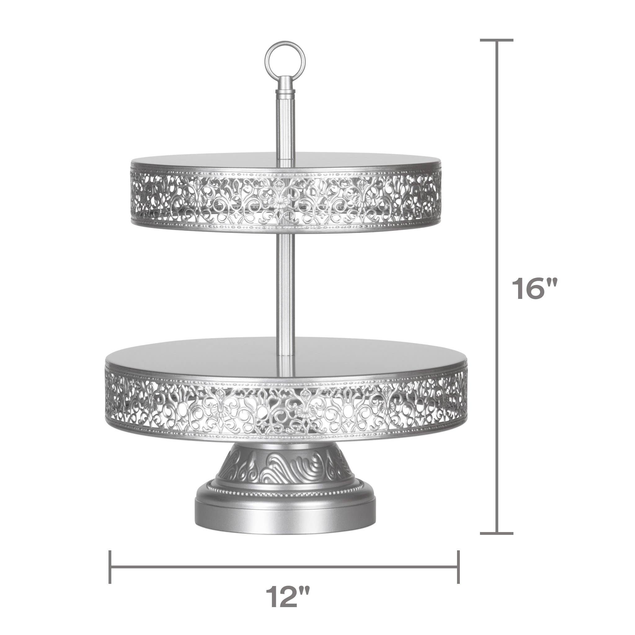 Amalfi Decor - Wholesale Cake Stand - 2-Tier Reversible Dessert Cupcake Stand - Silver3