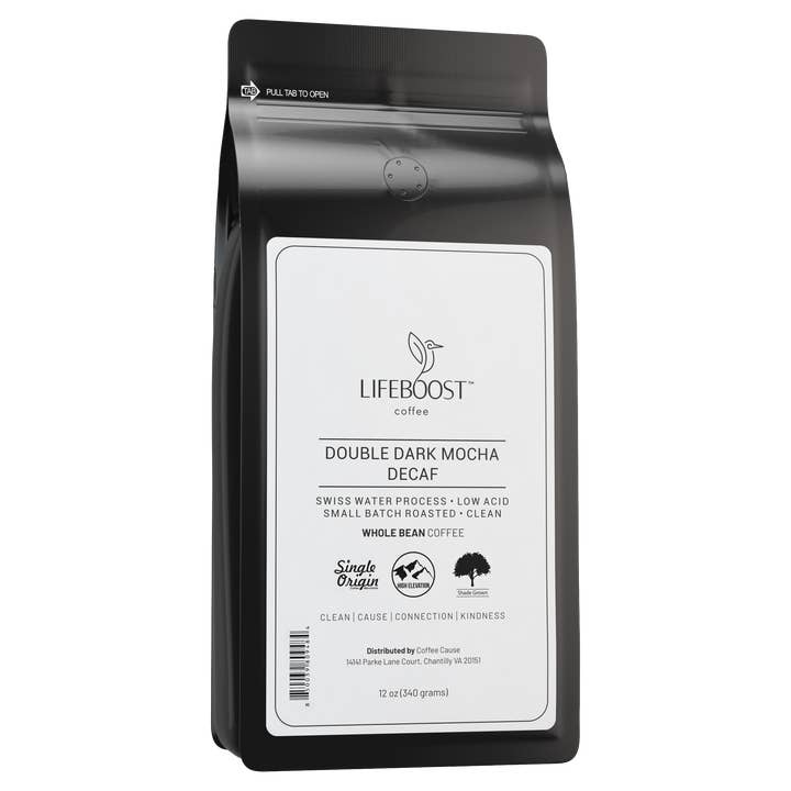 Double Dark Mocha Decaf for wholesale by Lifeboost Coffee