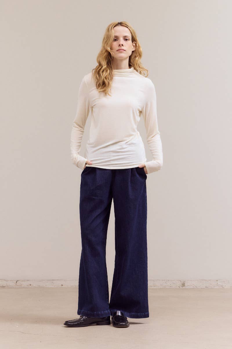 Grade & Gather - Vente Haut en maille – femme - 42036 - HAUT EN JERSEY AJUSTÉ À COL MONTANT19